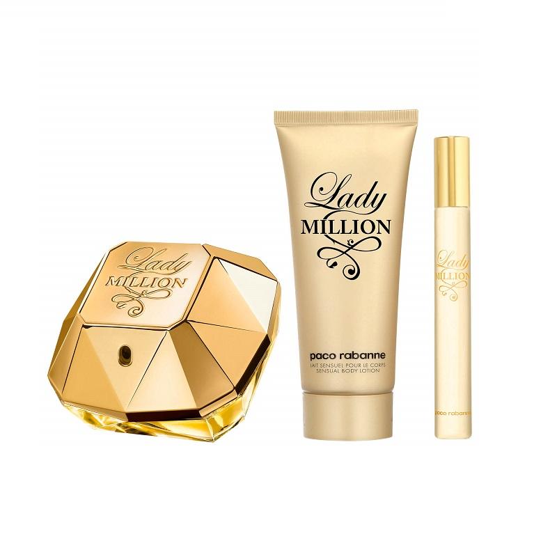 Giftset Paco Rabanne Lady Million Edp 80ml + 10ml + Bodylotion 100ml