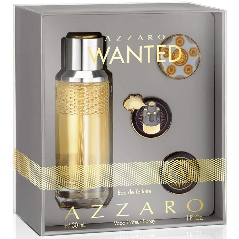 Giftset Azzaro Wanted Edt 30ml + 3 x Badge Pins