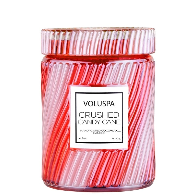 Voluspa Mini Glass Jar Candle With Lid Crushed Candy Cane 156g