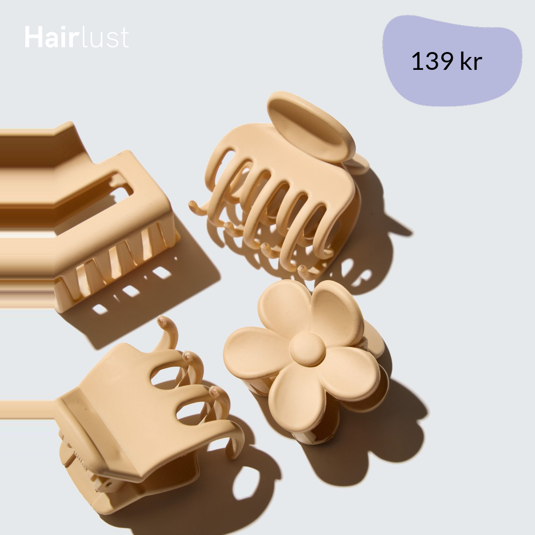 Small Claw Hair Clips, 4-Pack, Beige