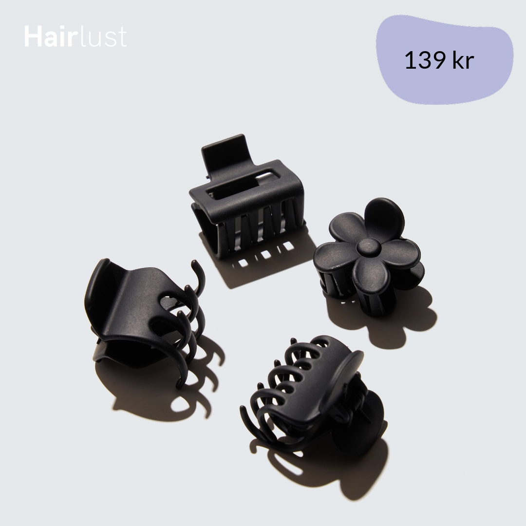 Small Claw Hair Clips, 4-Pack, Black