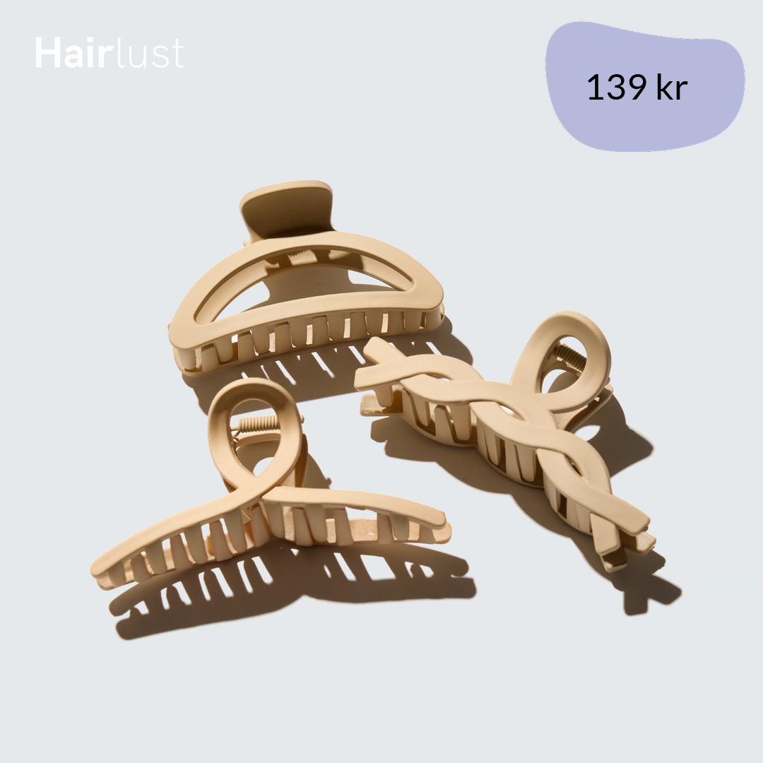 Medium Claw Hair Clips, 3-Pack, Beige