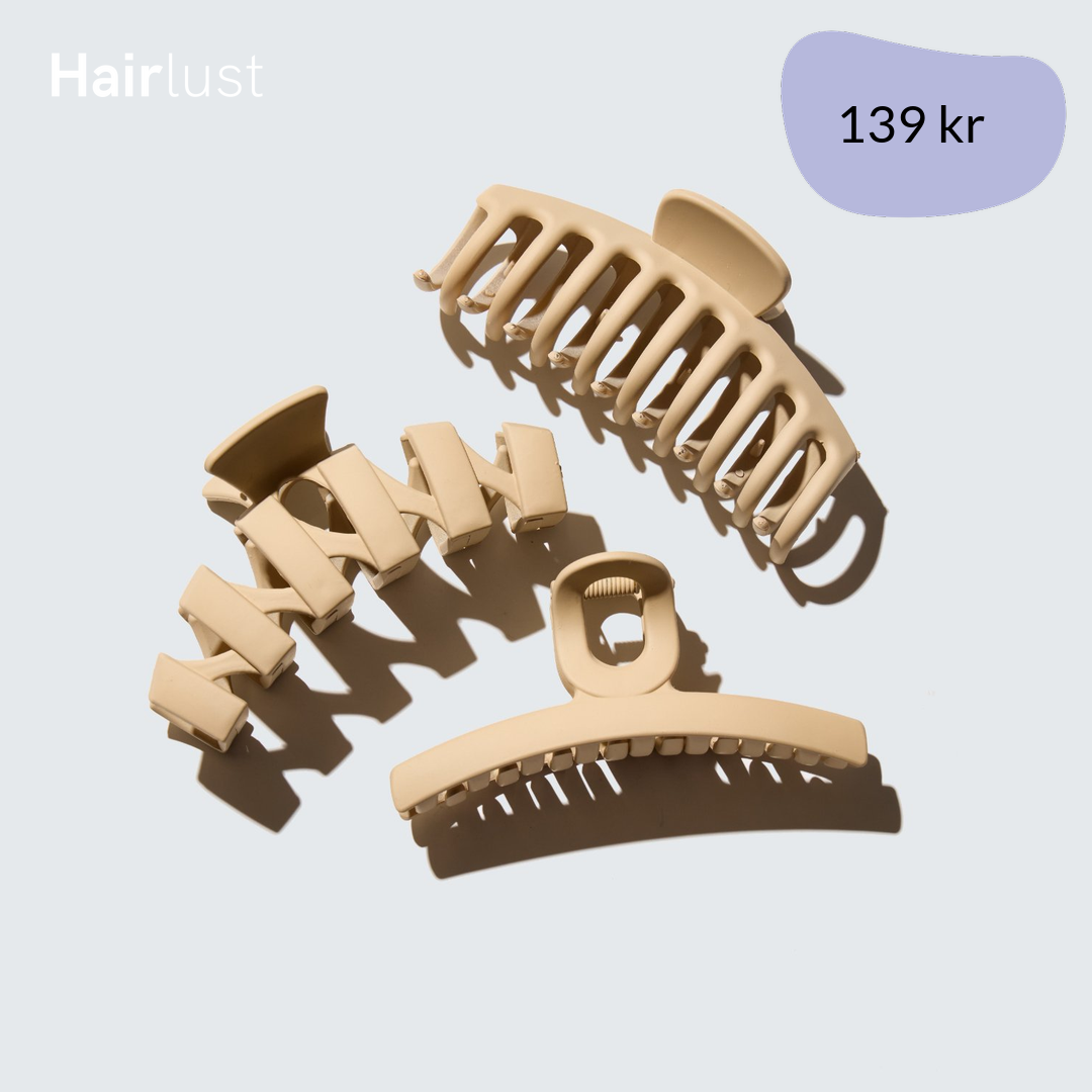 Medium Claw Hair Clips, 3-Pack, Beige