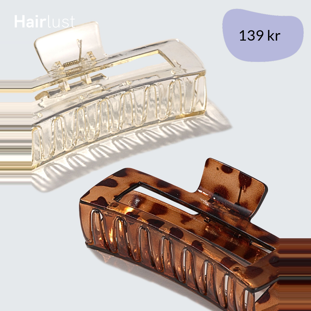 XXL Jumbo Claw Hair Clips, 2-Pack, Clear/Amber