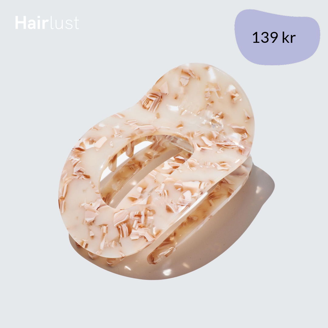 Large Flat Claw Hair Clip, Beige Shell