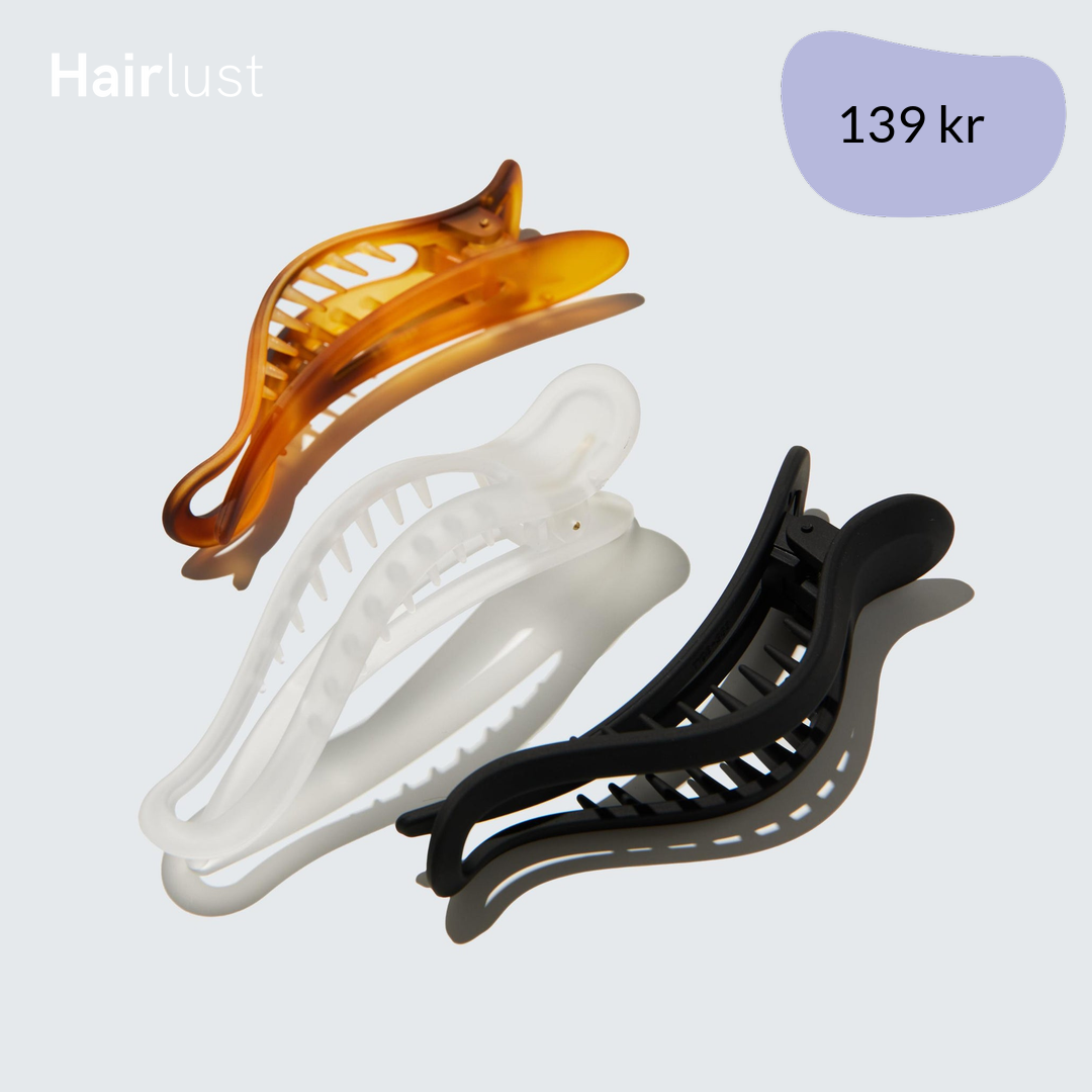 Small Flat Claw Hair Clips, 3-Pack, Amber/Black/Ivory