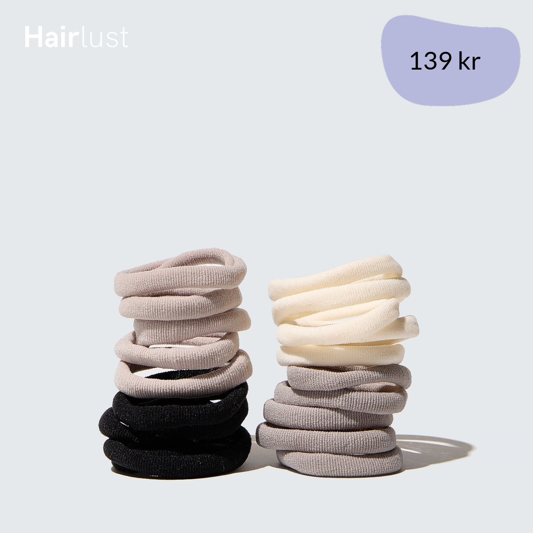 Elastic Hair Ties, 20-Pack, White/Gray/Black