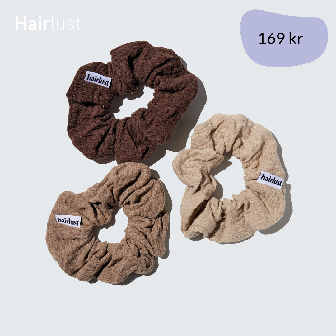 Cotton Scrunchies, Medium, 3-Pack, Coffee