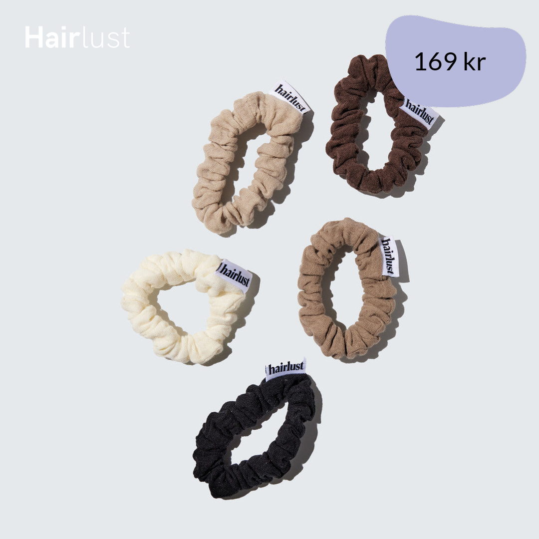 Cotton Scrunchies, Small, 5-Pack, Coffee