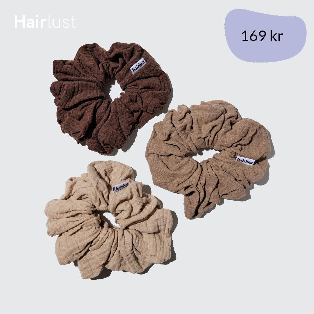 Cotton Scrunchies, XXL, 3-Pack, Coffee