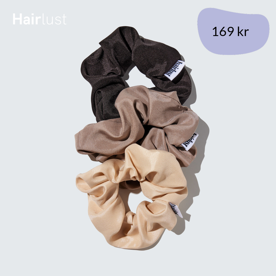 Satin Silk Scrunchies, Medium, 3-Pack, Coffee