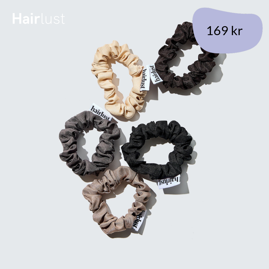 Satin Silk Scrunchies, Small, 5-Pack, Coffee