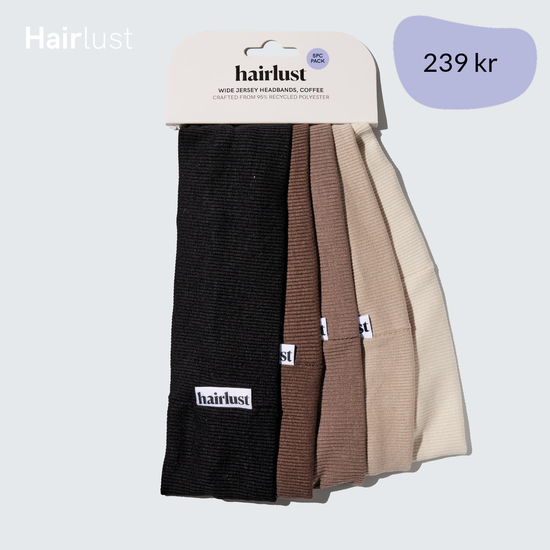 Wide Jersey Headbands, 5-Pack, Coffee