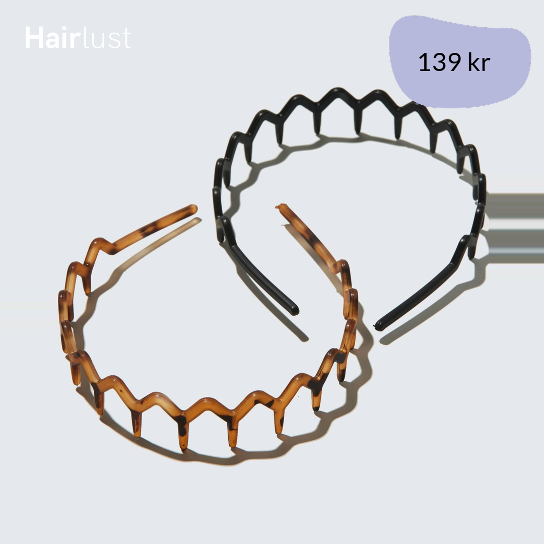 Slim Zig Zag Headband with Teeth, 2-Pack, Amber/Black