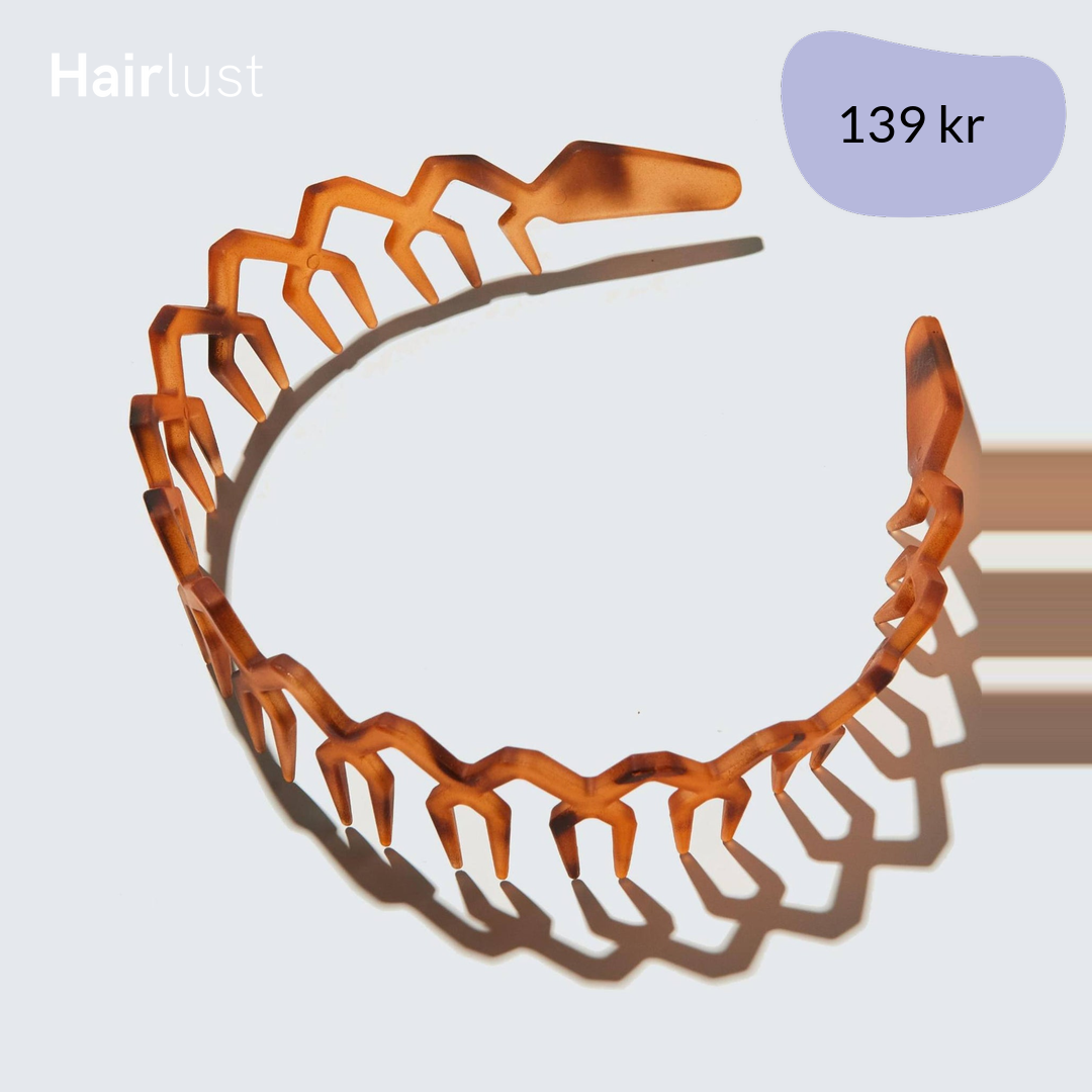 Wide Zig Zag Headband with Teeth, Marbled Amber