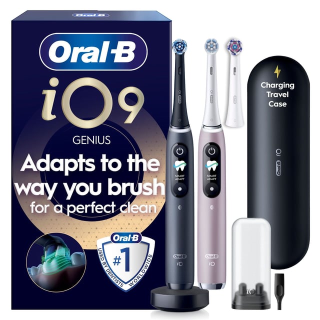 Oral-B iO 9 Eltandborstar Duo-pack Svart & Rosa med tillbehör