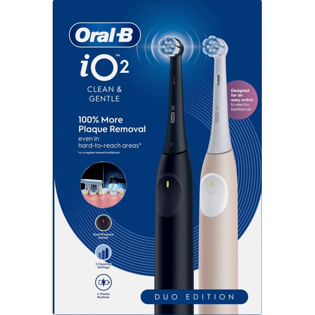 Oral-B iO 2 Eltandborstar Duo-pack Svart & Rosa med Resefodral