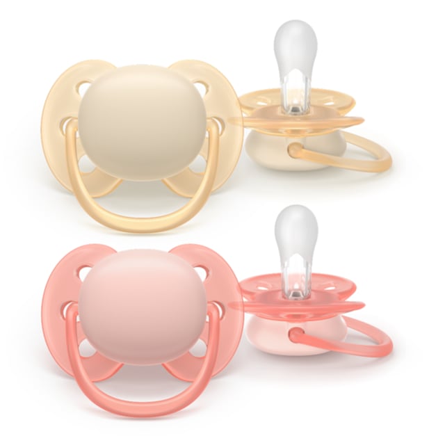 Philips Avent Ultra Soft Napp 0 till 6 månader Gul Rosa 2 st