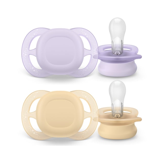 Philips Avent Ultra Start Napp 0 till 2 månader Lila Beige 2 st