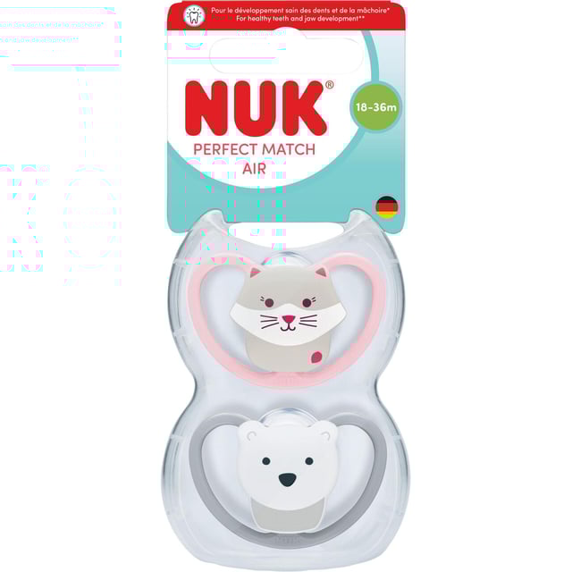 NUK Perfect Match Air Cat/Polarbear, stl 18-36 mån 2 st