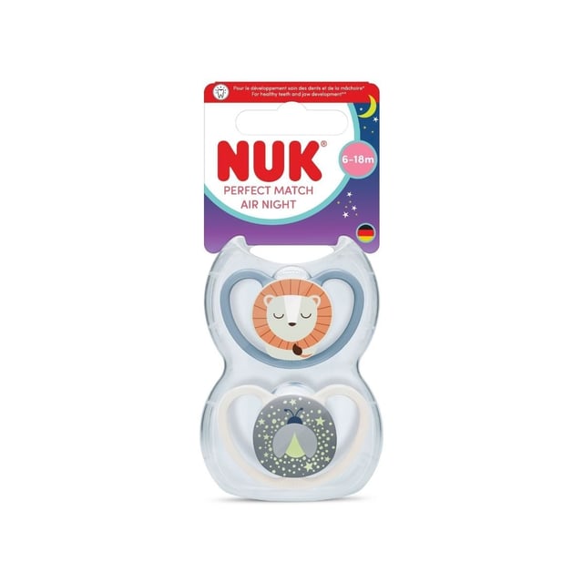 NUK Perfect Match Air Night Lion, stl 6-18 mån 2 st