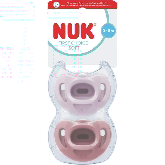 NUK First Choice Soft Purple/Red, stl 0-6 mån 2 st