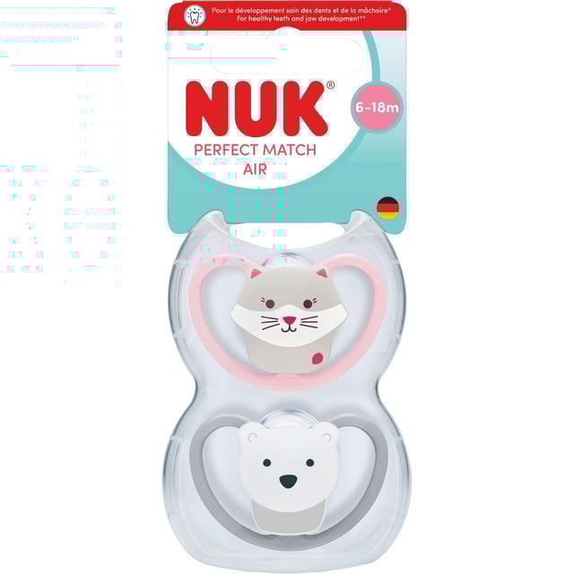 NUK Perfect Match Air Cat/Polarbear, stl 6-18 mån 2 st