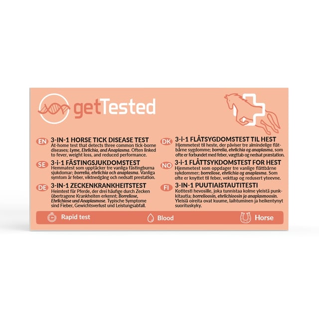 Get Tested 3- i-1 Fästingtest för hästar 1 st