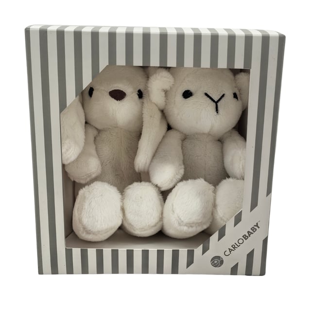 Carlo Baby Gift Set Med Vit Kanin & Lamm