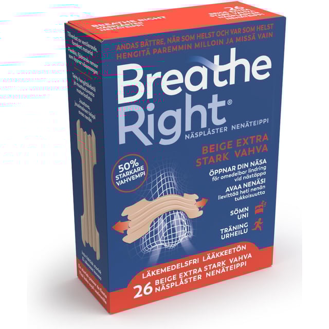 Breathe Right Näsplåster Extra Strength Beige 26 st