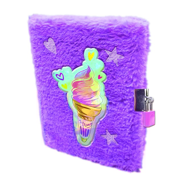 Suntoy Anteckningsbok A5 Plysch Med Lås Glass Lila 1 st