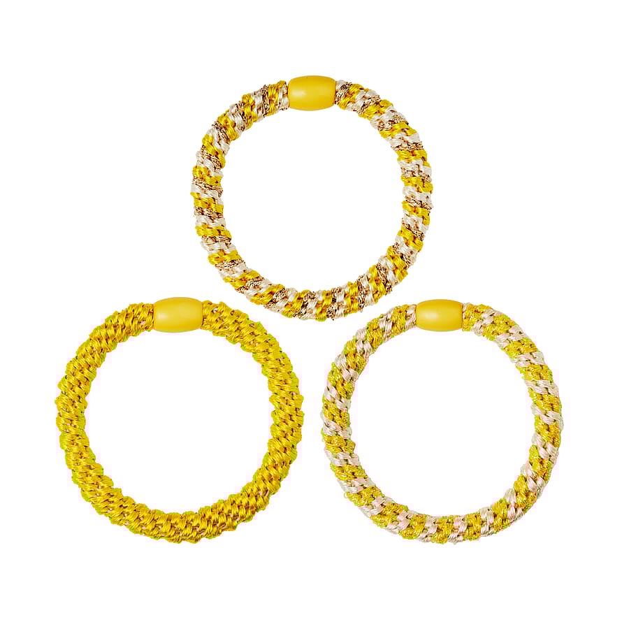 KICKS Beauty Woven Hair Tie Yellow 3-P