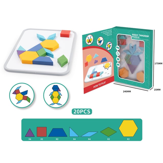 Suntoy Tangram Pussel 20 Bitar Med Rittavla