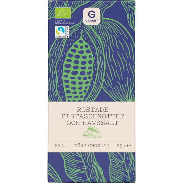 Garant Choklad eko mörk pistasch havssalt 85 g