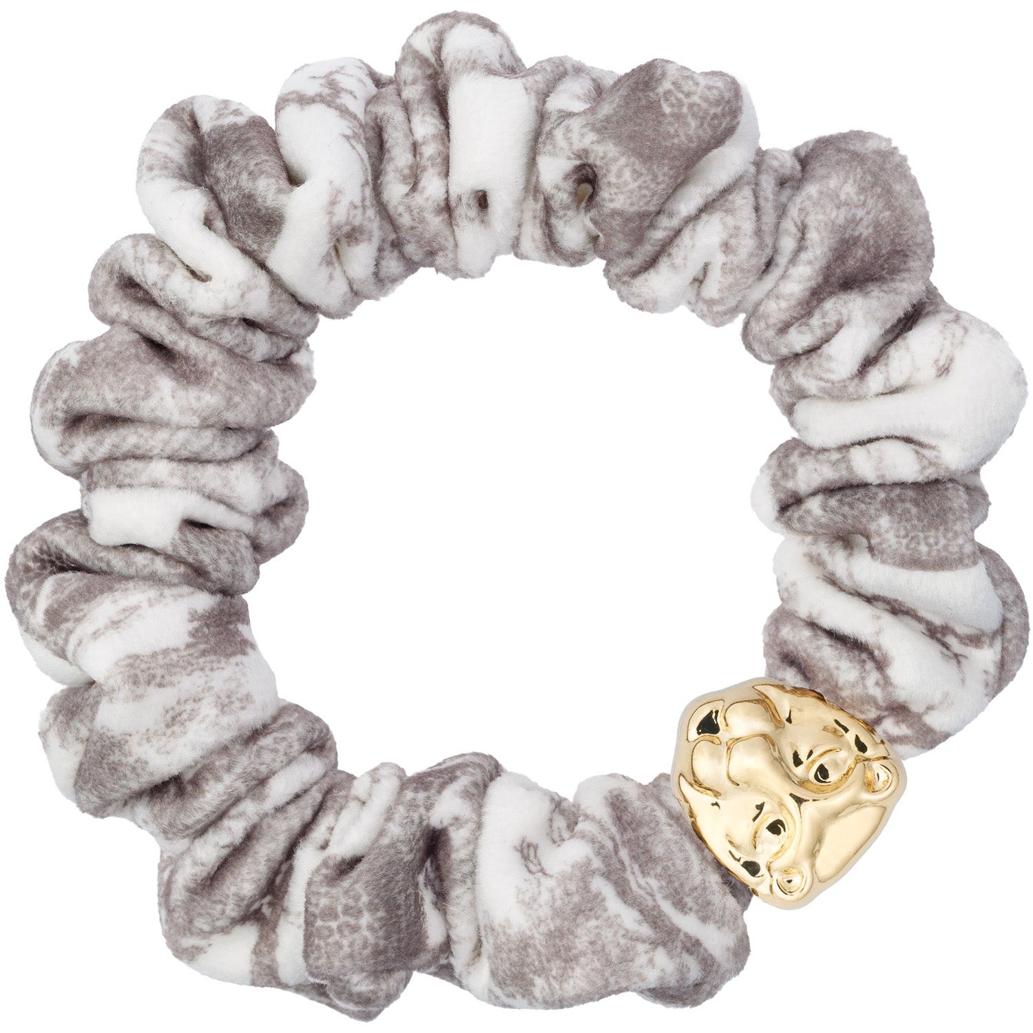 Dark Velvet Mini Scrunchie Warm Taupe Savannah Pattern - 1 pcs