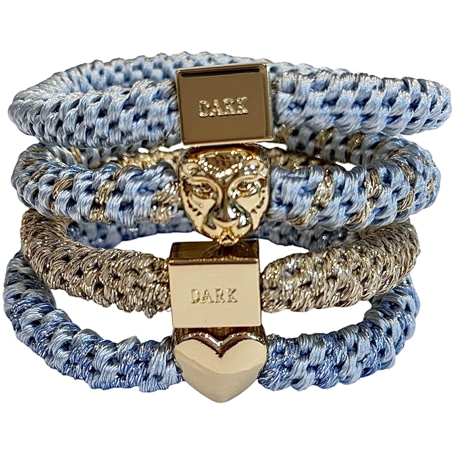 Dark Fat Hair Ties Combo Cool Blue Mix W/Gold - 4 pcs