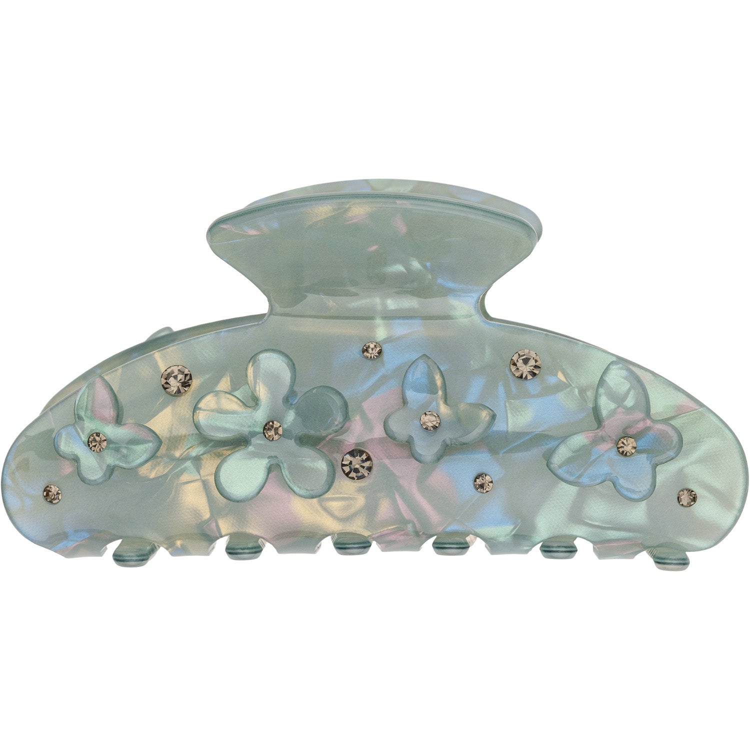Dark Flower & Butterfly Hair Claw Milieu Green W/Army - 1 pcs