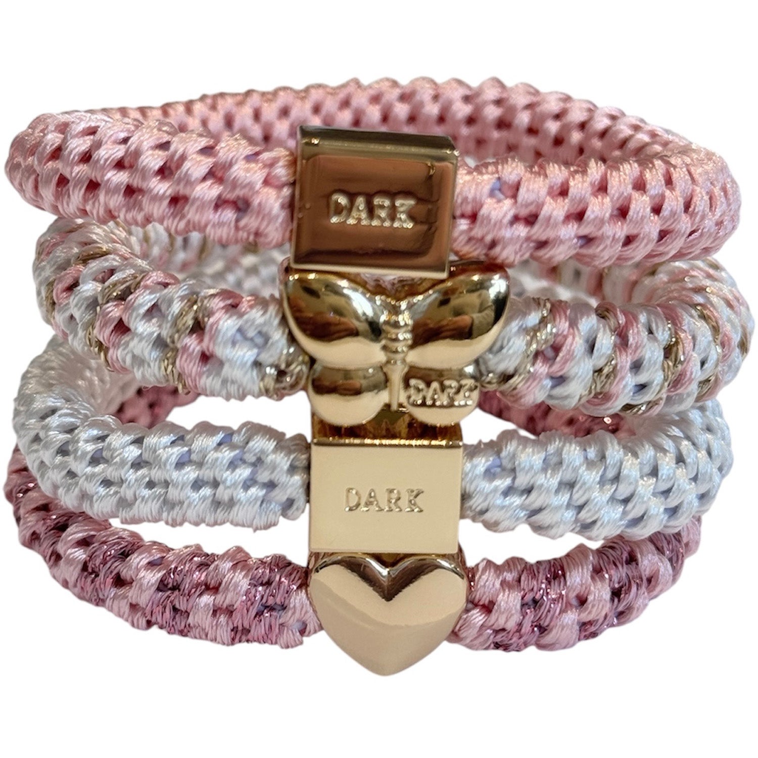 Dark Fat Hair Ties Combo Cotton Candy Mix W/Gold - 4 pcs