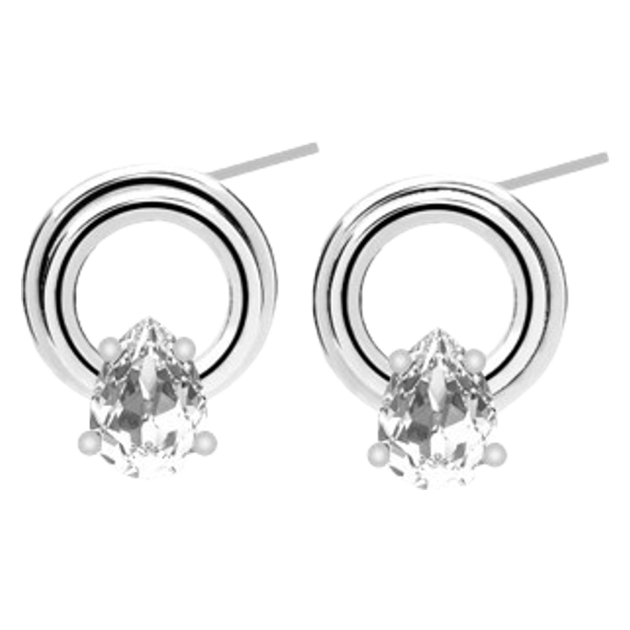 Snö Of Sweden Callie Plain Crystal Circle Ear Silver Clear Onesiz