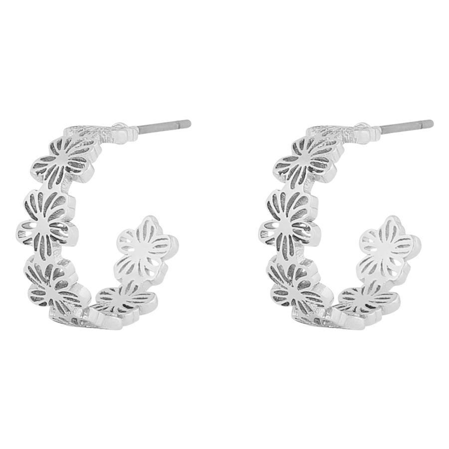 Snö Of Sweden Flora Daisy Small Oval Ear Plain Silver Onesize