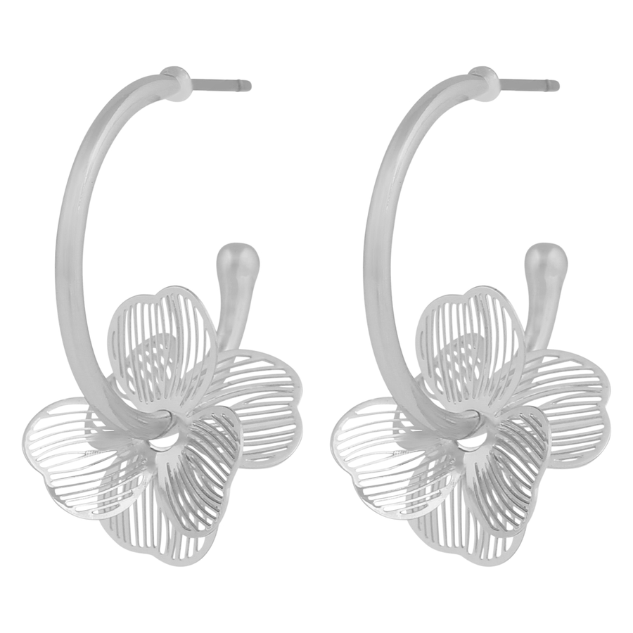 Snö Of Sweden Flora Petal Oval Ear Plain Silver Onesize