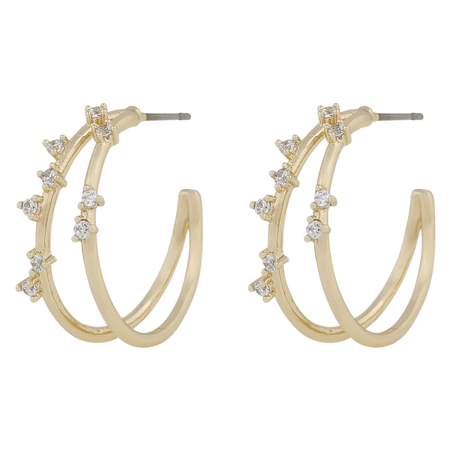Snö Of Sweden Lorrie Crystal Double Oval Ear Gold Clear Onesize