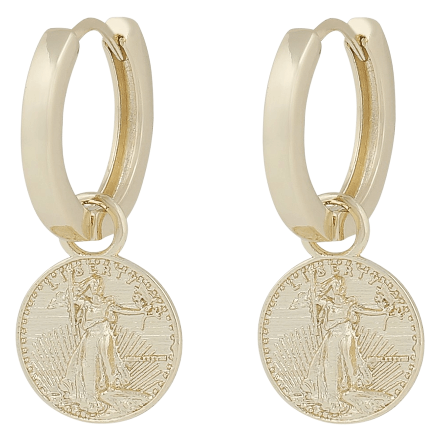 Snö Of Sweden Rule Coin Pendant Ear Plain Gold Onesize