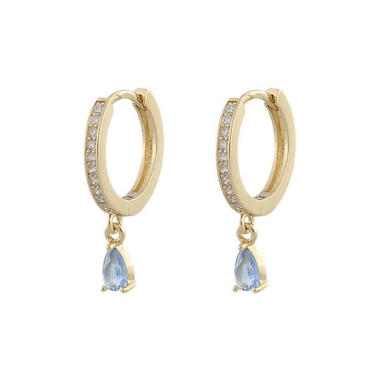 SNÖ of Sweden Camille Drop Ring Ear Gold/Light Blue 14,5mm
