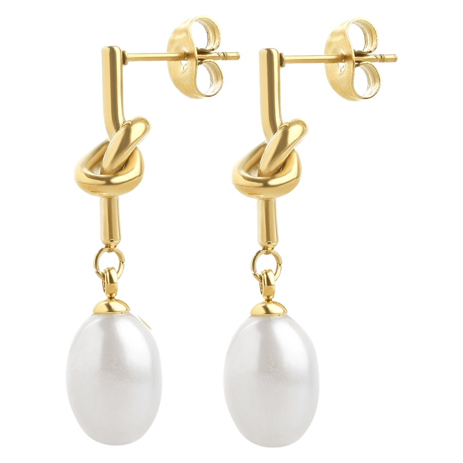Timi Of Sweden Agda Hoop Pearl Earrings Stainless Steel