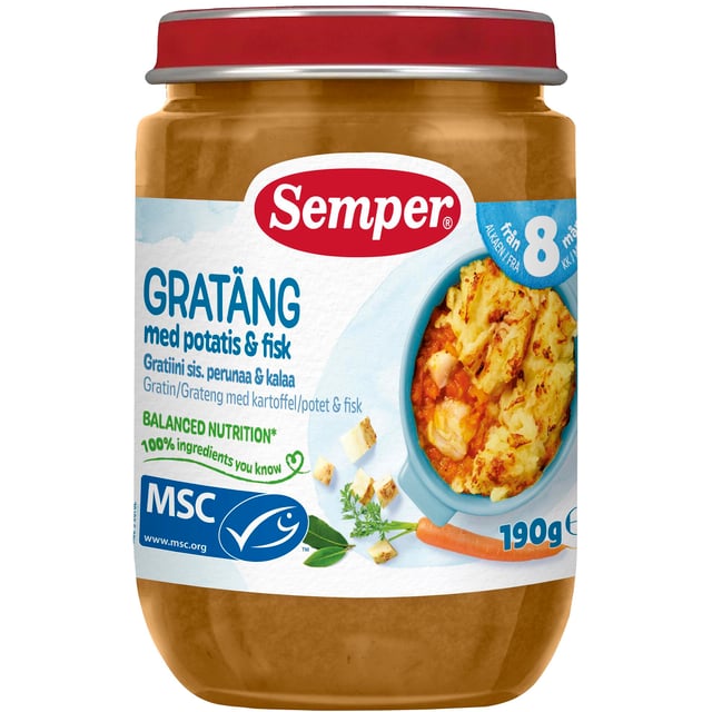 Semper Gratäng Potatis & Fisk 8 månader
