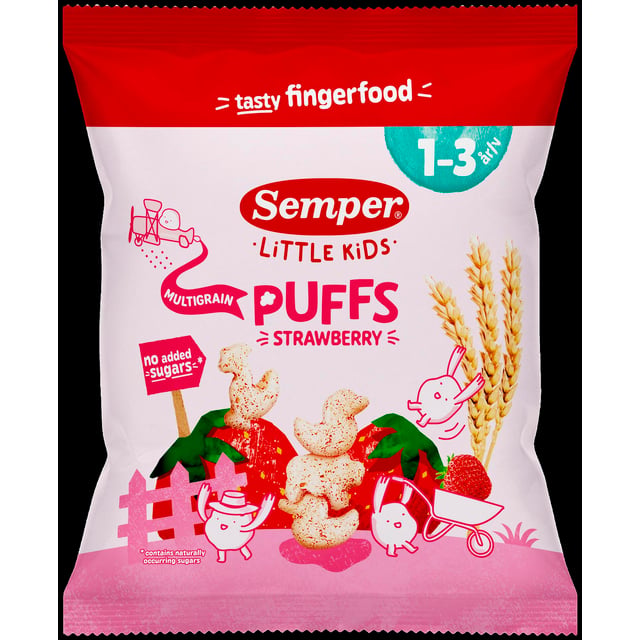 Semper Multigryn Puffs Jordgubb 1-3 år 18 g