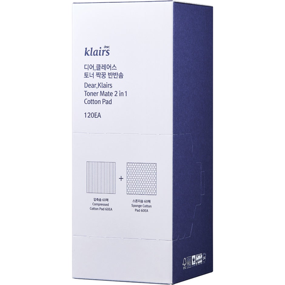 Klairs Toner Mate 2 in 1 Cotton Pad 120 pcs - 1 pcs
