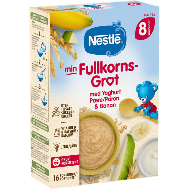 NESTLÉ Fullkorn Gröt Yoghurt Päron Banan 8 månader