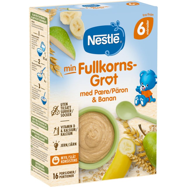NESTLÉ Fullkorn Gröt Päron Banan 6 månader